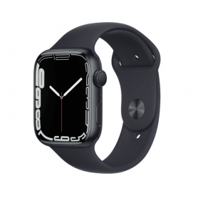 Apple Watch Series 7, GPS, 45 mm, Caja de aluminio Medianoche, Correa deportiva color Medianoche