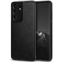 TENDLIN Funda Samsung Galaxy S21 Ultra Cuero y Silicona Híbrido Carcasa Compatible con Galaxy S21 Ultra 5G (Negro)