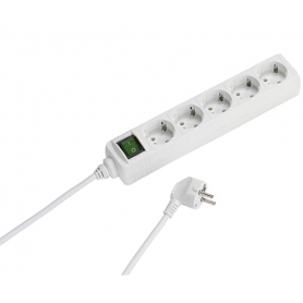 Vivanco Basic Line - Regleta con interruptor y 5 enchufes