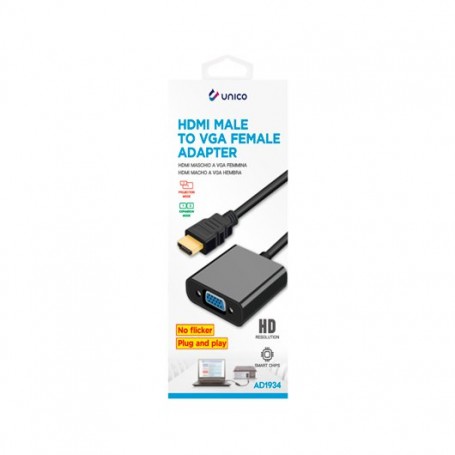 ADAPTADOR UNICO HDMI MACHO A VGA HEMBRA